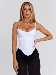 KAILEN MIDI DRESS WHITE BLACK