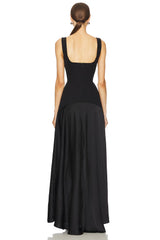 Spaghetti Strap Square-Neck Dress featuring Satin Contrast Panels