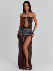 LEZETH MAXI DRESS BROWN