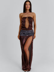 LEZETH MAXI DRESS BROWN