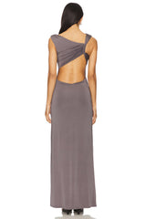 Boat Neck Back Cutout Twist Sleeveless Dress