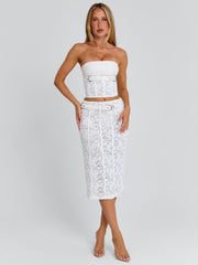 LUNALLA MIDI SKIRT IVORY