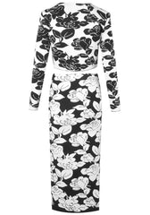 Long Sleeve Weave Flowers 2 Pieces Bodycon Bandage Set
