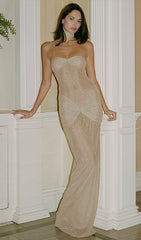 Strapless Twist Shimmery Knit Dress