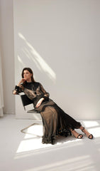Ruffled Chiffon Maxi Skirt Black
