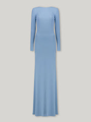 Long-Sleeve Shoulder-Deconstructed Backless Dress