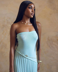 Strapless Side-Slit Knit Dress