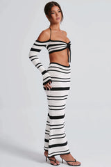Striped Halter Top Maxi Dress Sets