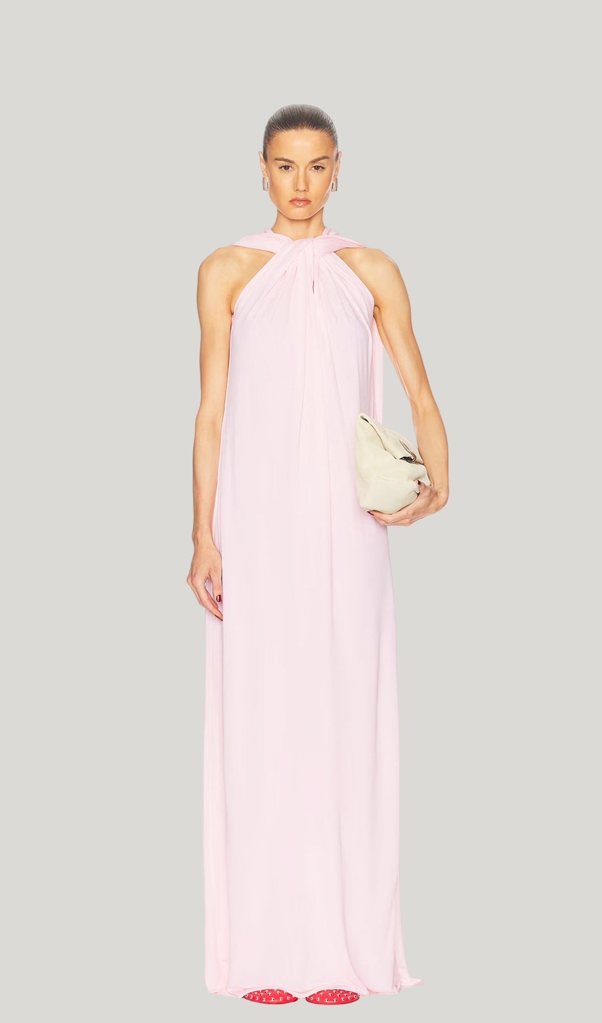 Twisted Georgette Gown Maxi Dress