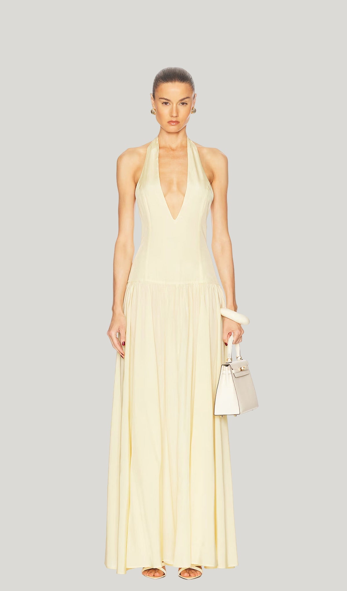 Halter V Neck Maxi Dress