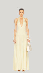 Halter V Neck Maxi Dress