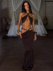 RAI MAXI SKIRT CHOCOLATE