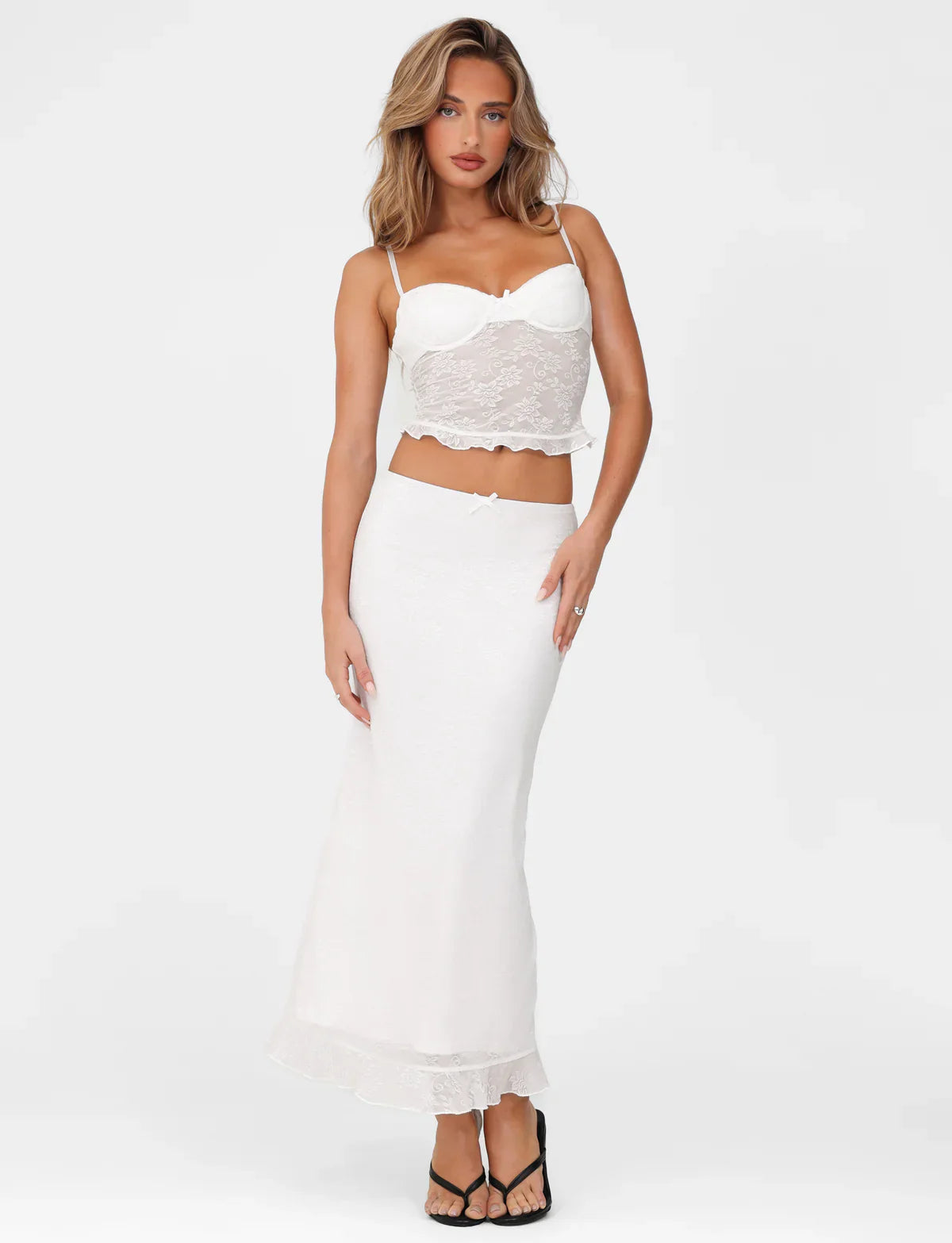 Spaghetti Strap Corset Lace Top and Skirt Set