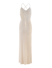 Spaghetti Strap Knit Vacation Dress with 3D Floral Bust Detail