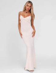 Spaghetti Strap Knit Vacation Dress with 3D Floral Bust Detail