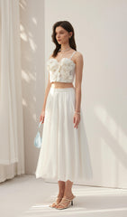Flower Embellished Bra Top White