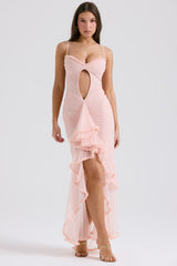 Spaghetti Strap Front Cutout Draped Hem Dress