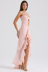 Spaghetti Strap Front Cutout Draped Hem Dress