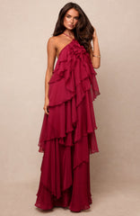 Golden Waves Maxi Dress Fuchsia