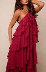 Golden Waves Maxi Dress Fuchsia