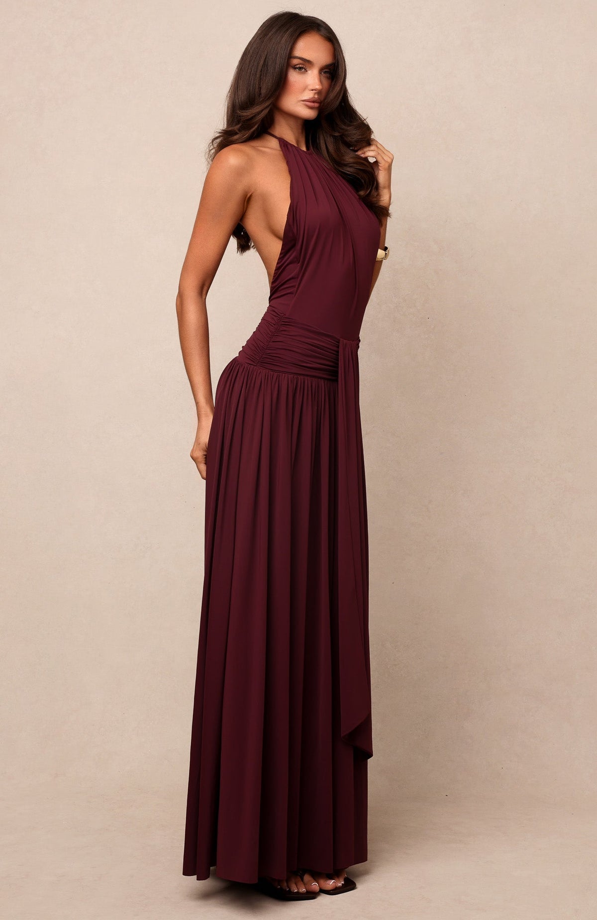 Lost In The Tide Maxi Dress Dark Cherry