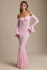 Strapless Long Sleeve Lace Mermaid Dress